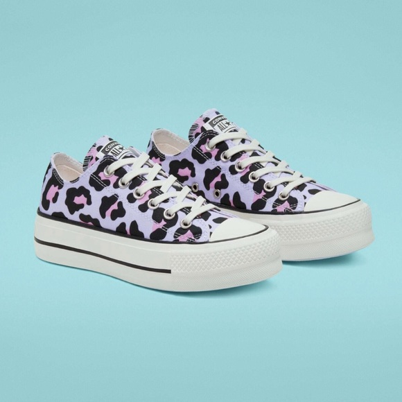 converse leopard platform shoes